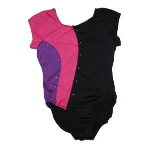 Girl Freestyle by Danskin Black Pink & Purple Dance Leotard Size 6/6X S